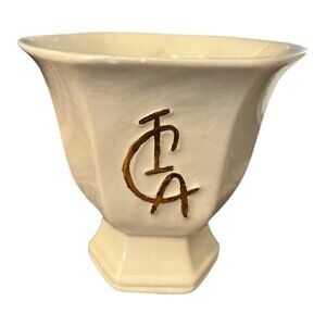 Handmade Ivory Glazed Ceramic Cup – “ICA” Monogram – Signed 915 – Studio Pottery